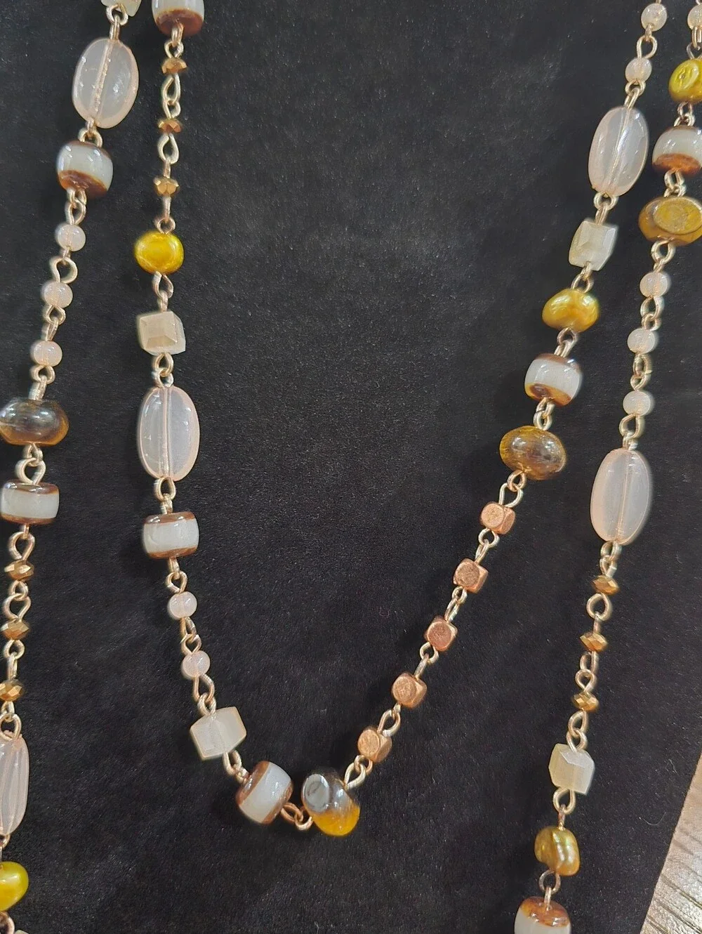 C. Est.1946 Multi-Strand Beaded Necklace in White & Gold